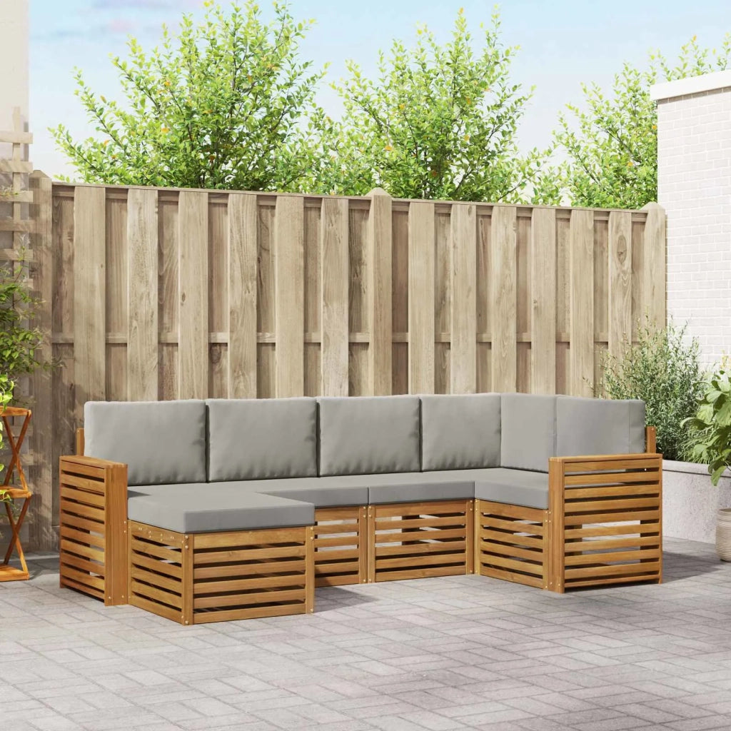 Set divano sezionale con cuscino 6 pcs Grigio Naturale e Chiaro