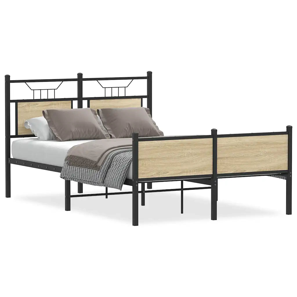 Letto matrimoniale | Letto per adulti | Giroletto senza Materasso Rovere Sonoma 120x190cm in Truciolato