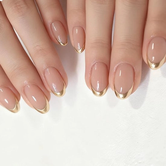 24 pezzi di stuzzicaditi rossi con punte dorate francesi per manicure