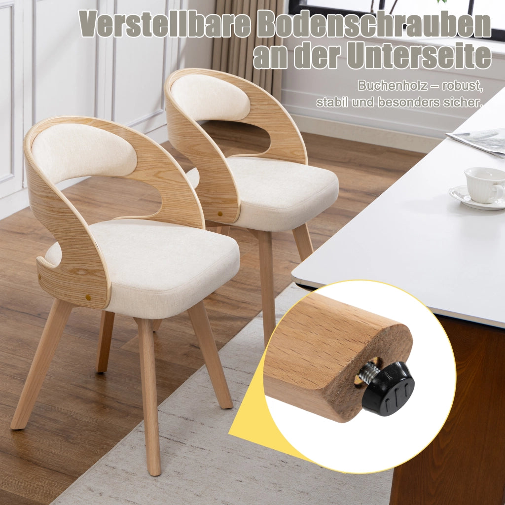 Sedia da Pranzo Girevole con Seduta Imbottita e Schienale Ergonomico in Lino Beige