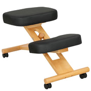 SEDIA ERGONOMICA POSTURALE CON INGINOCCHIATOIO ALTEZZA REGOLABILE E ROTELLE IN LEGNO NERO