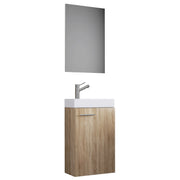 LineaViva Mobile Sospeso con lavabo in ceramica di alta qualità e specchio, Rovere Sonoma , lavabo Bianco