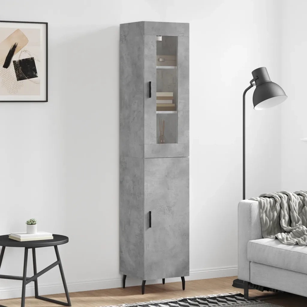 Credenza-Buffet-Armadio da cucina Grigio Cemento 34,5x34x180 cm in Legno Multistrato 365705