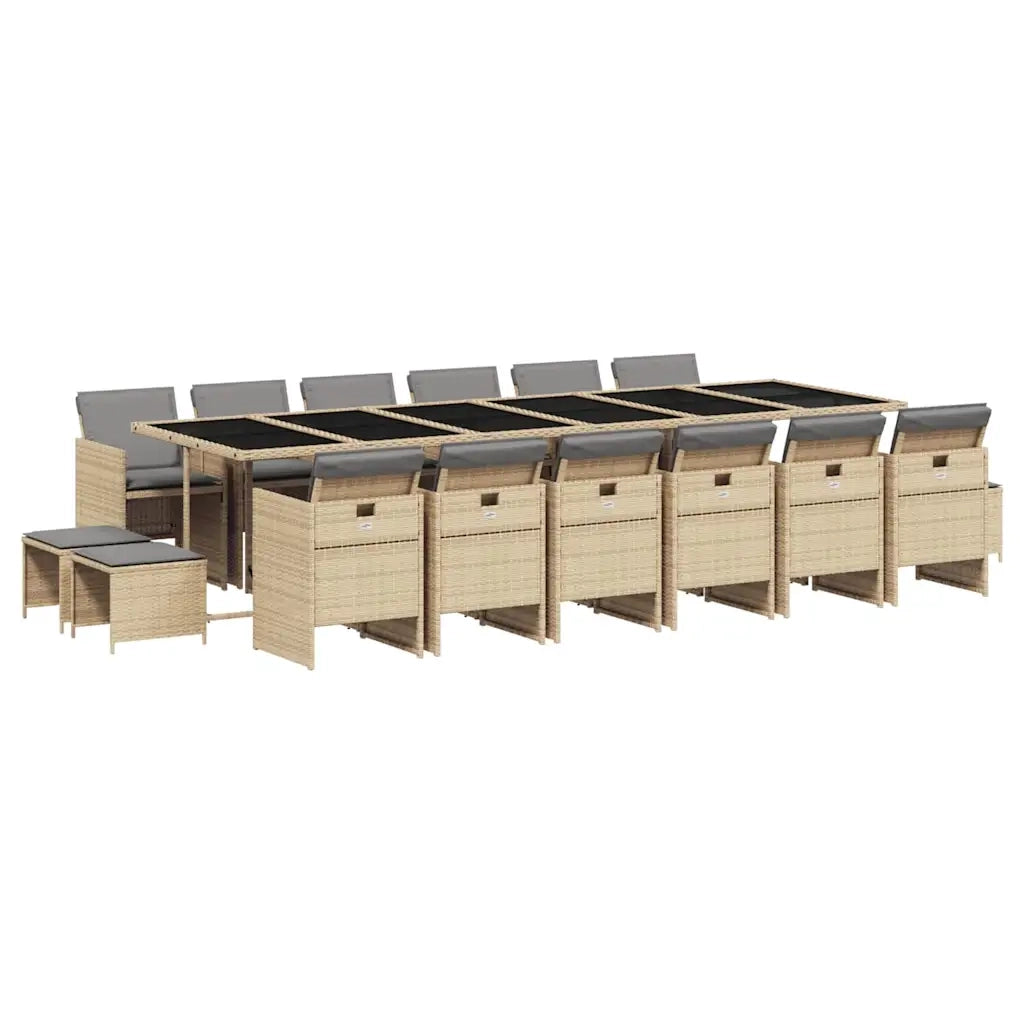 Set Pranzo da Giardino 17 pz con Cuscini Beige Misto Polyrattan 3210648
