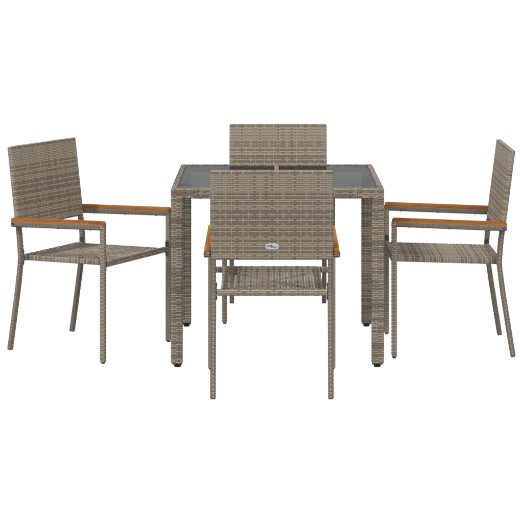 Set da Pranzo da Giardino  5 Pezzi Grigio Polyrattan