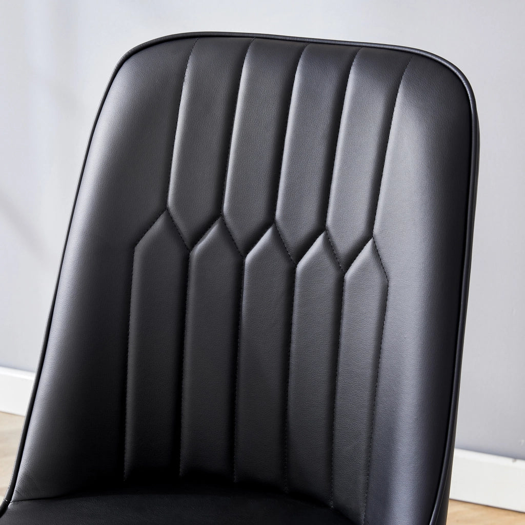 SEDIA DA PRANZO Moderna in PU Nero e Metallo Oro, 89 cm