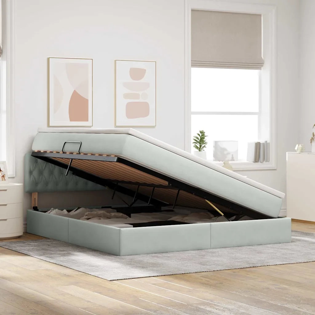Letto con Contenitore Grigio chiaro 180 x 200 cm Velluto 3370833