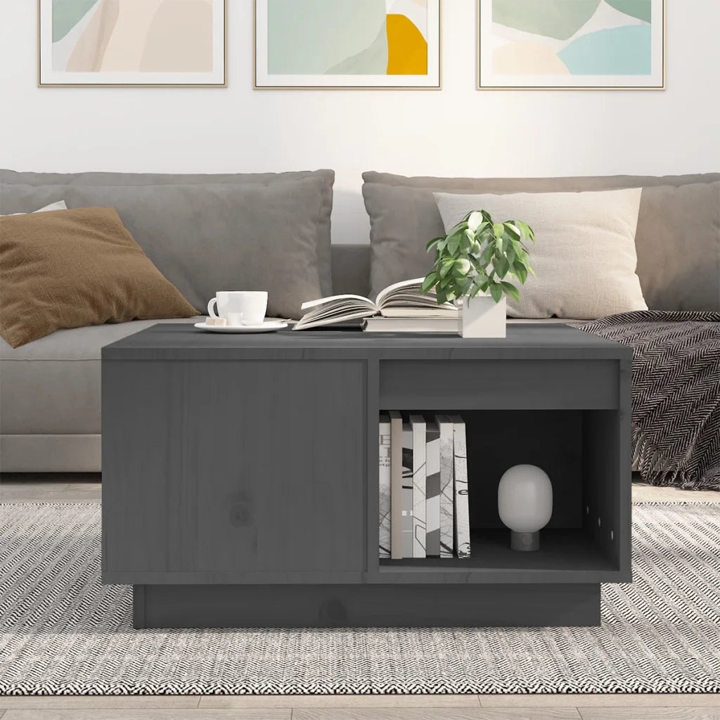Tavolino da salotto | Tavolino da caff¨¨ | Tavolino da Soggiorno Nero 60x61x32,5 cm Legno Massello di Pino