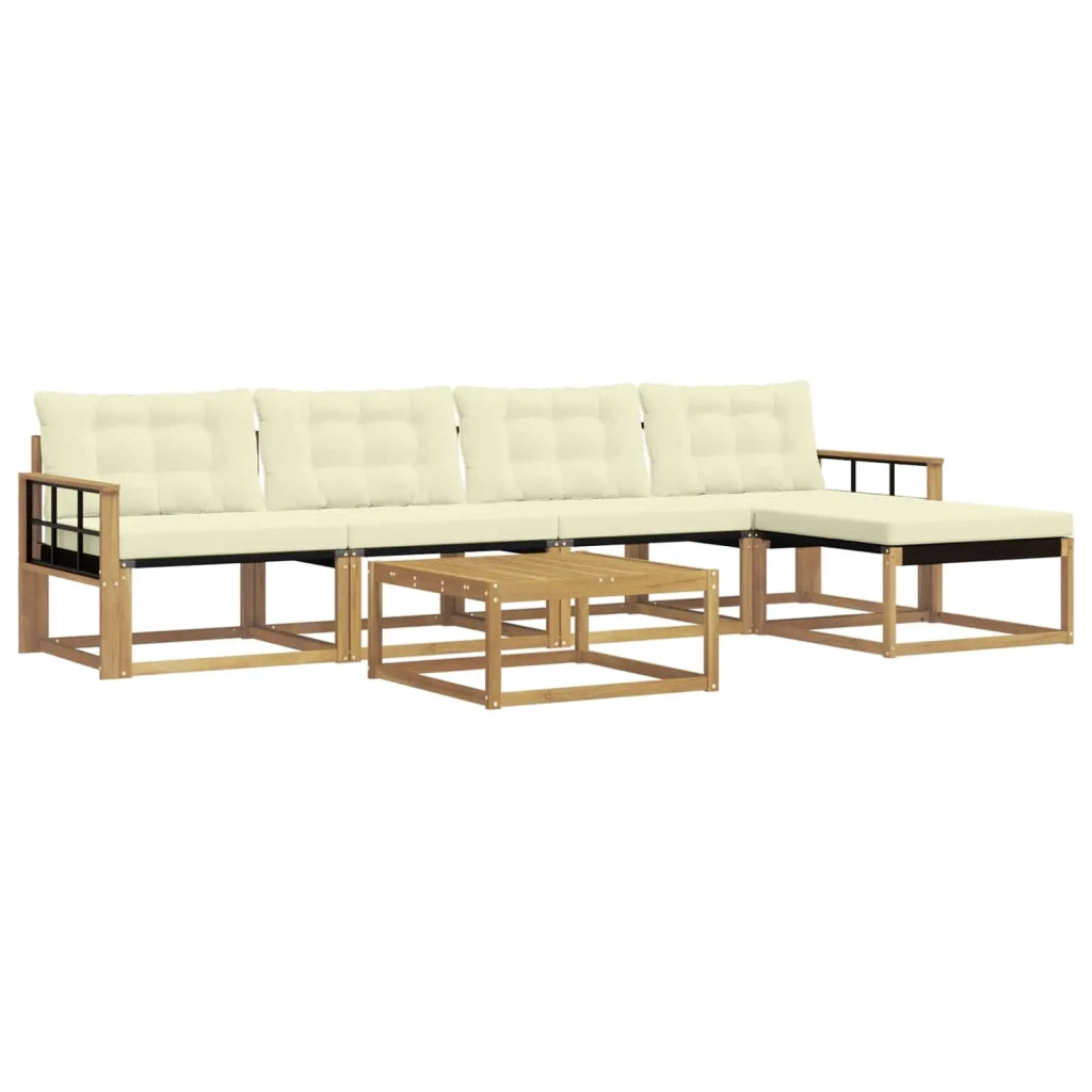Set di divani da esterno 6 pz Bianco e Crema 3388616