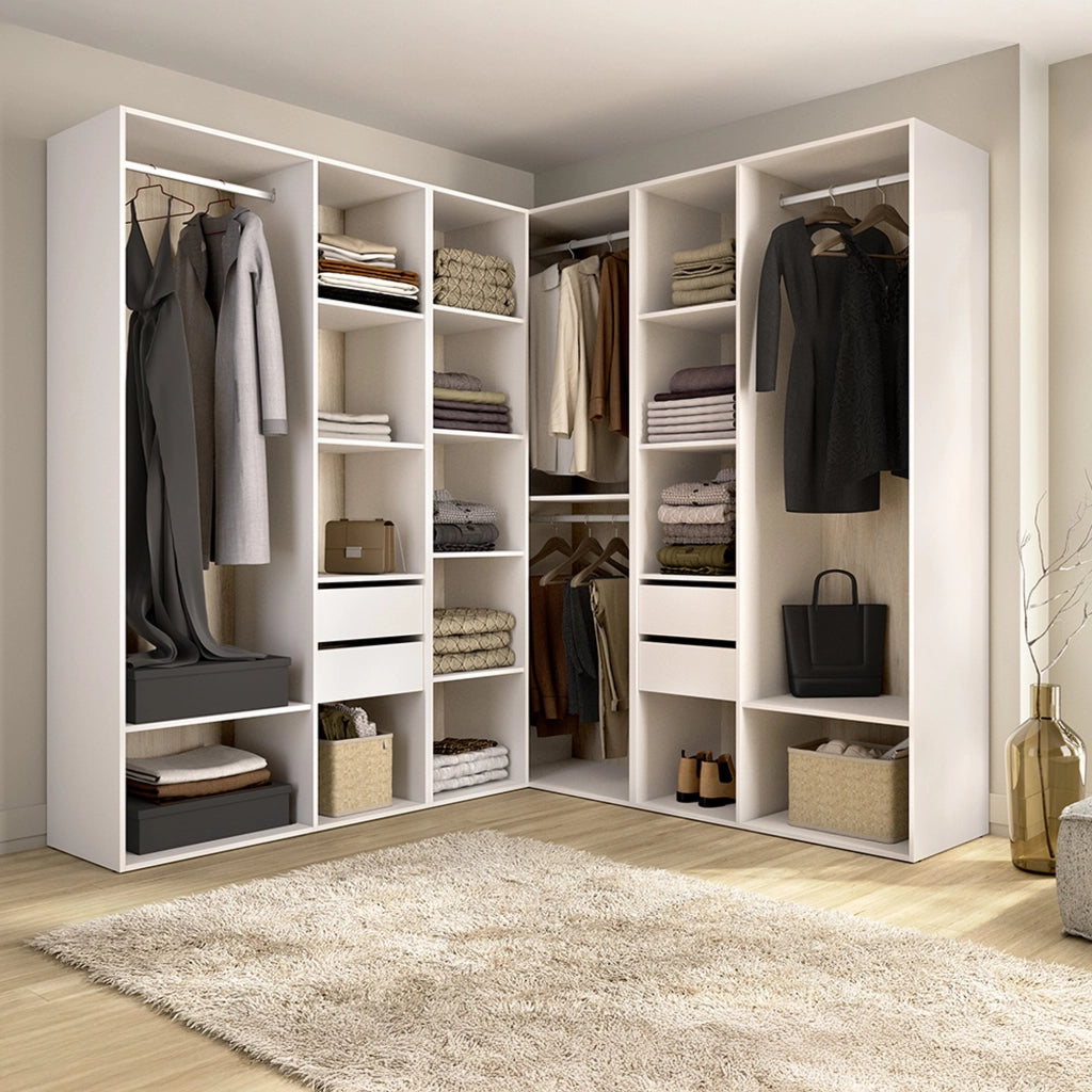 Armadio Camera da Letto Yancy, Guardaroba Grande Modulabile, 186x205h cm Bianco