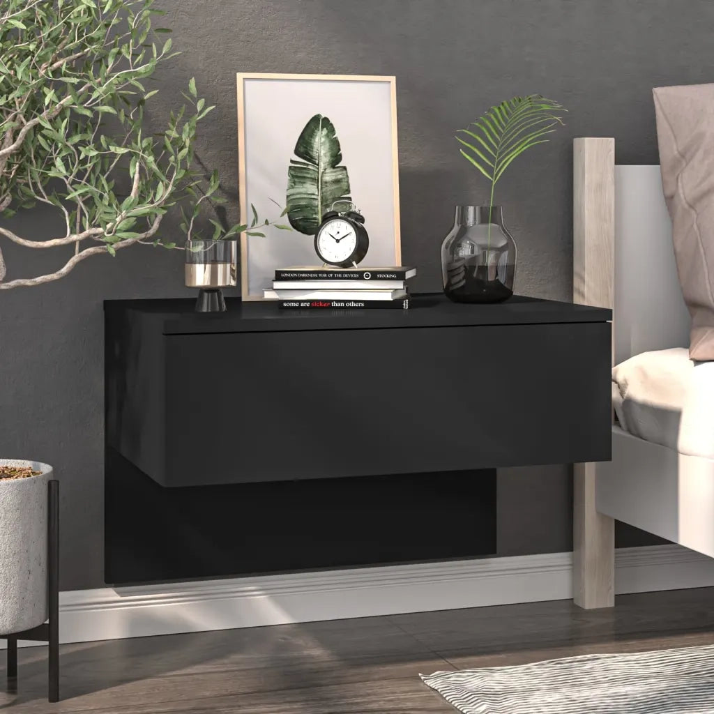 Comodini a Muro 2 pz Neri 810938