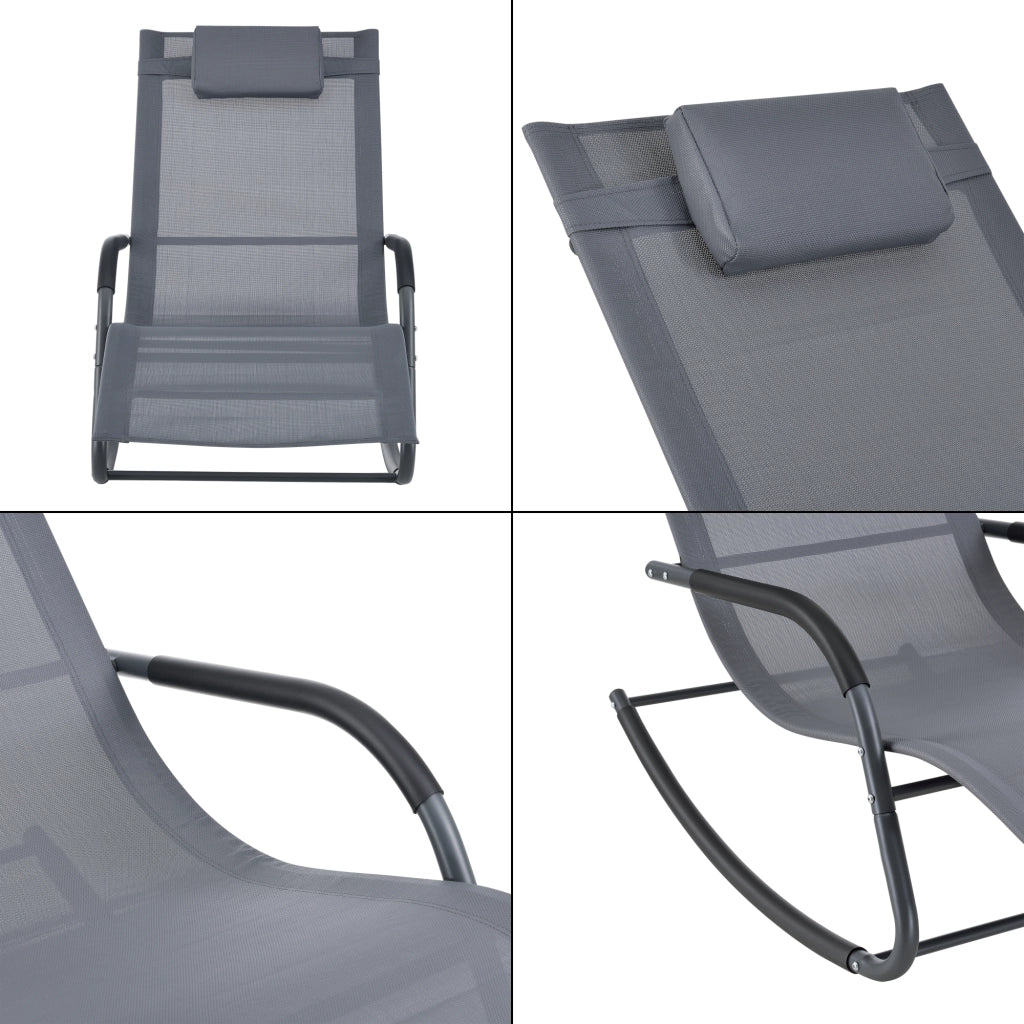 Set Caracena di 2 Sedie Sdraio a Dondolo da Giardino 147 x 63 x 89 cm -  Grigio Scuro [en.casa]