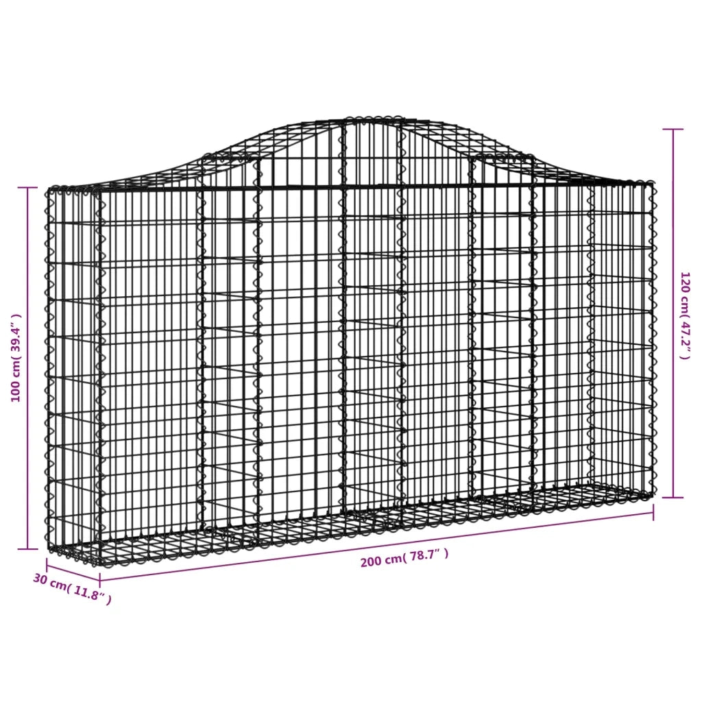 Cesti Gabbioni ad Arco 14 pz 200x30x100/120 cm Ferro Zincato