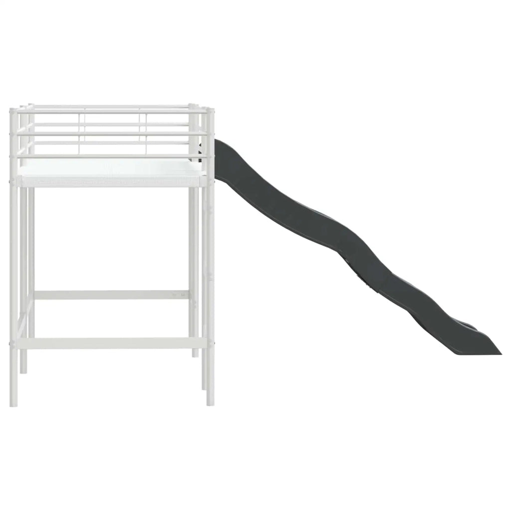Letto loft per Bambini | Letto Infantile | Lettino con scivolo Bianco e Antracite