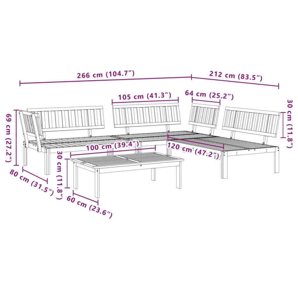 Set Divano Pallet da Giardino 4 pz in Legno Massello di Acacia 3209310