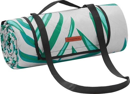 Tenda da picnic 300x200cm grande, impermeabile e lavabile in macchina, pieghevole, grigio con foglie tropicali GCM100G02