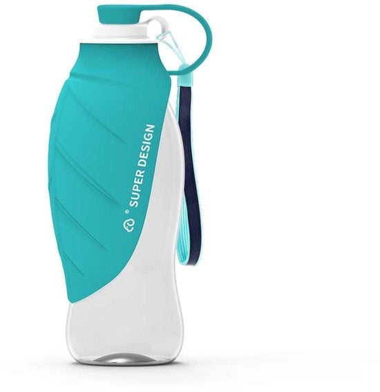Flessa per cani 580 ml - Opvougbile - Portatile - Coperchio come bacino per bere - Silicone - Per cani grandi - Bacino per cani