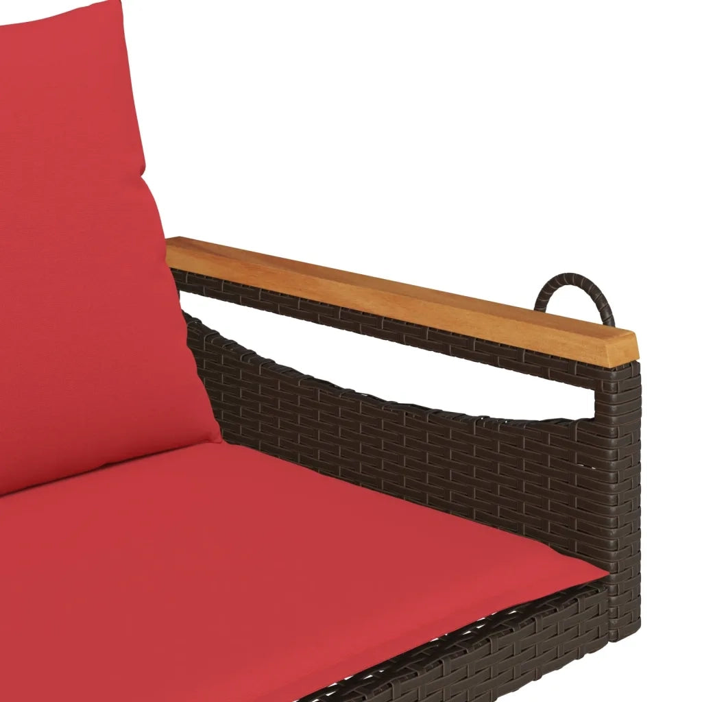 Panchina Dondolo con Cuscini Marrone 109x62x40 cm in Polyrattan