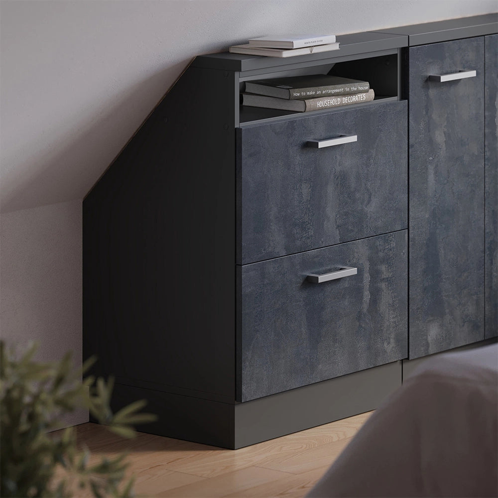 Mobile sottotetto Rion Calce nera/Antracite con 2 cassetti Vicco