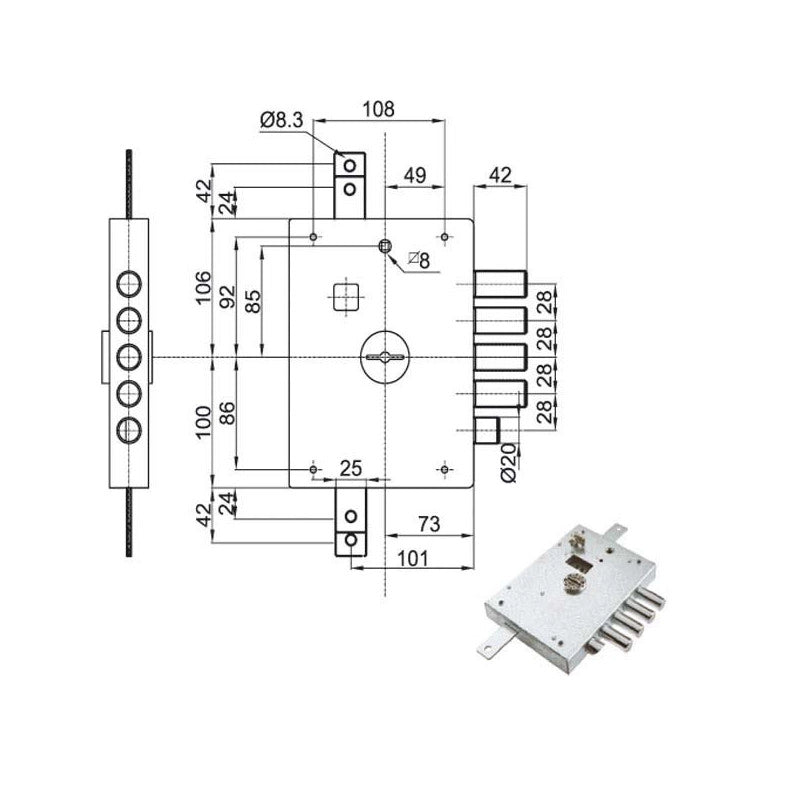 Serratura Sic.Triplice Sx Dm E73 7112-1Se Atra