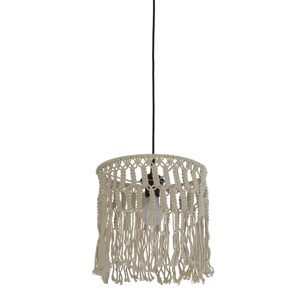 Sospensione Industrial-Nordico Bahamas Acciaio Bianco Tessuto 1 Luce E27