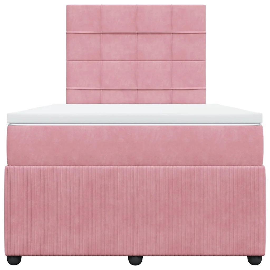 Giroletto a Molle con Materasso Rosa 120x190 cm in Velluto