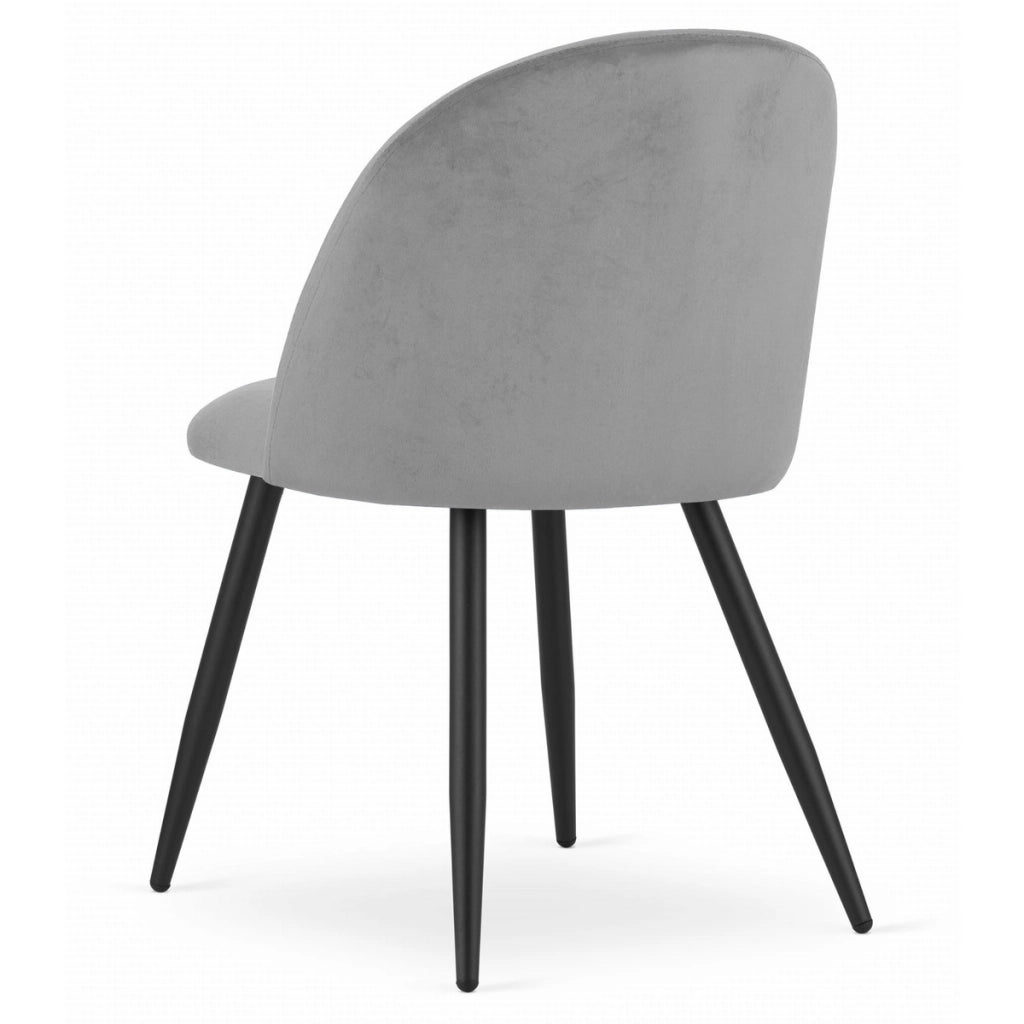 Set di 2 sedie Bello in velluto grigio con gambe nere