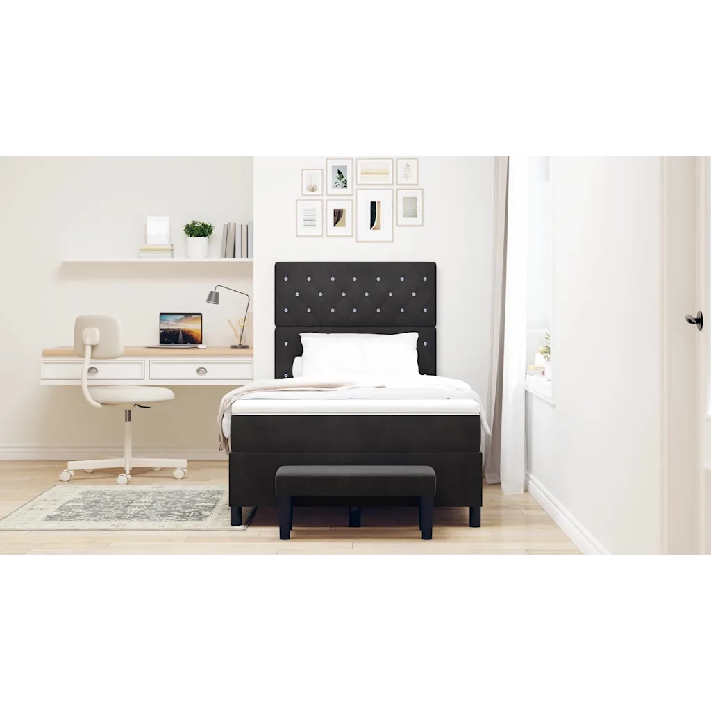 Letto a molle con materasso Nero 120 x 190 cm Velluto 3344434
