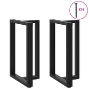 Gambe per tavolo da bar a forma di T 2 pz nere 60x35x(90-91) cm in acciaio