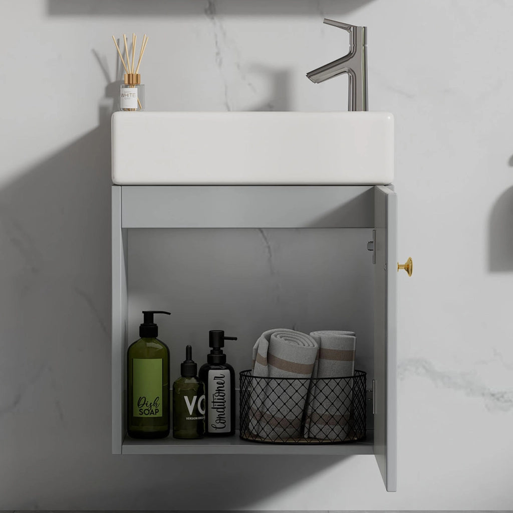 Mobile bagno con lavabo 62 x 54 x 26 cm in MDF grigio e bianco