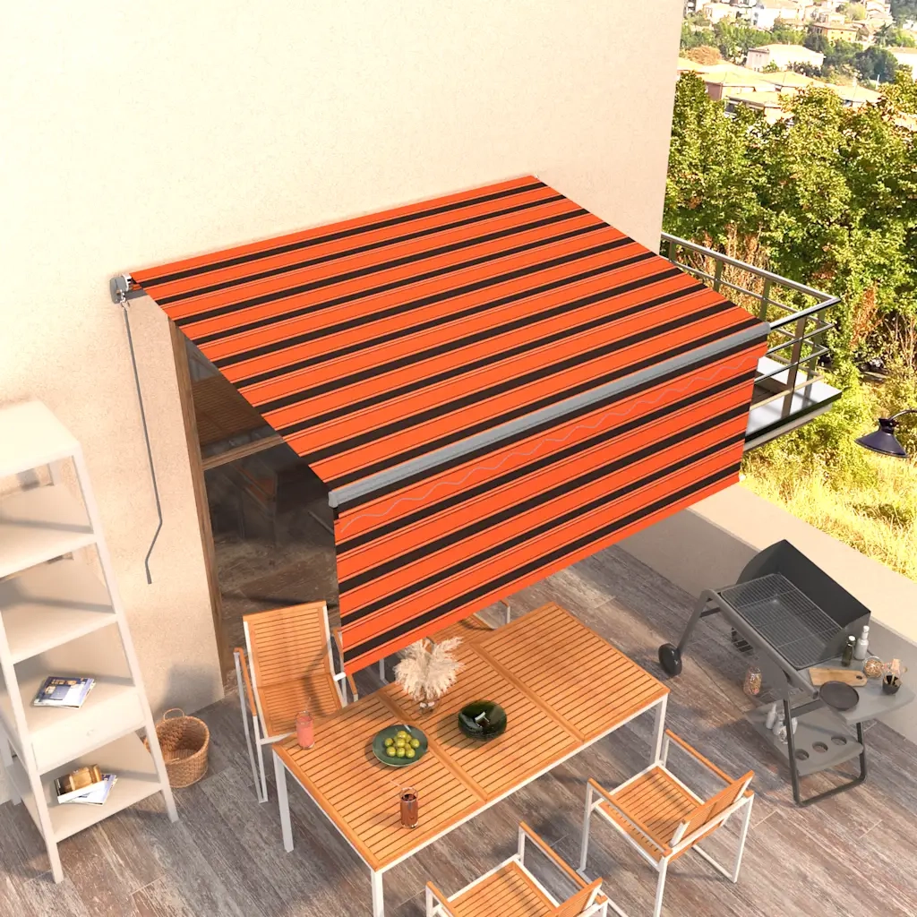 Tenda Retrattile manuale-Tenda parasole per balcone Parasole 3,5x2,5m Arancione e Marrone 884682