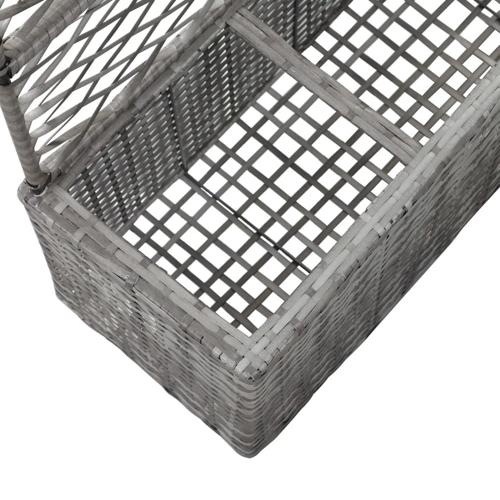 Letto Rialzato a Traliccio 3 Vasi-Vaso con Griglia-Contenitore per Piante 83x30x130cm Polyrattan Grigio