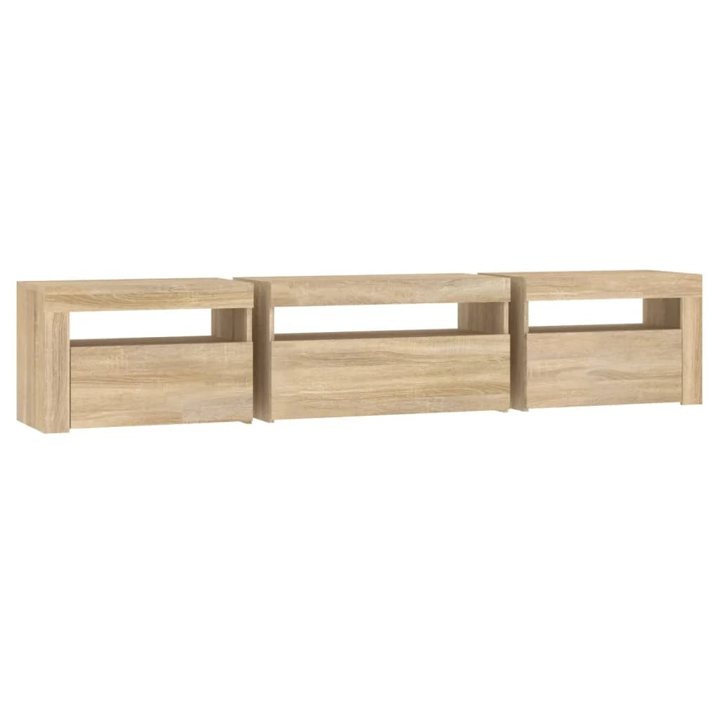 Mobile TV multimediale mensola TV credenza mobile TV per sala da pranzo soggiorno camera da letto con luci LED rovere Sonoma 195 x 35 x 40 cm marrone 02_0026766
