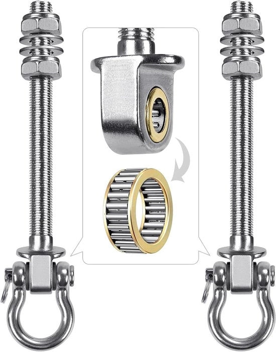 Set di 2 gru per soffitto - alta resistenza, per altalene - acciaio inox 304