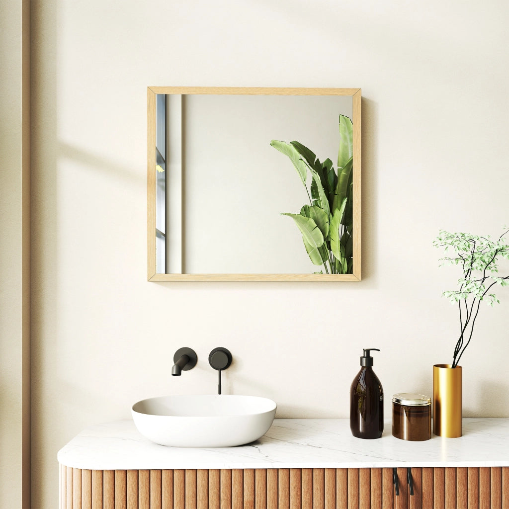 Specchio Quadro 50x50 cm ¨C zephmum ¨C Legno Naturale