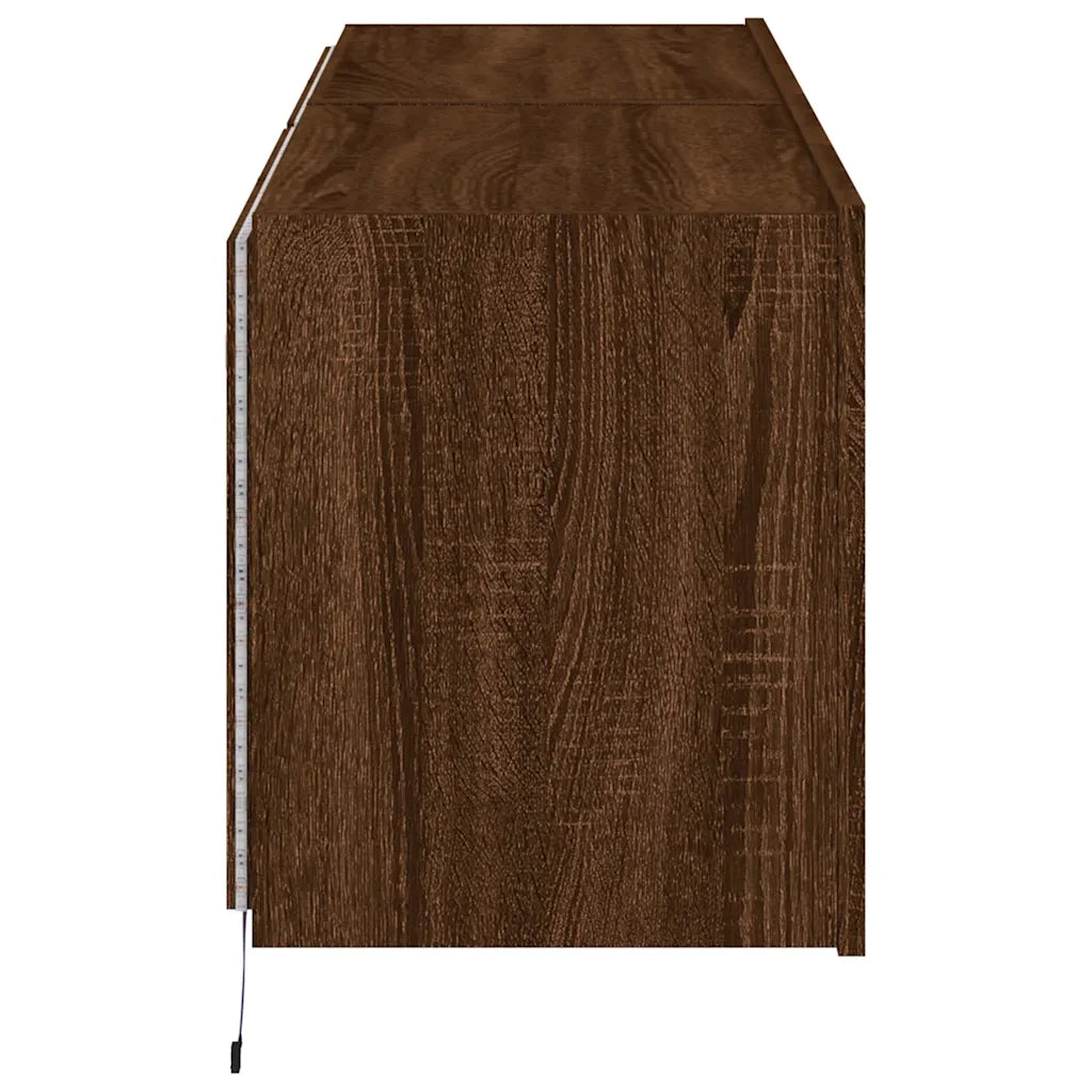 Mobili TV a Parete con Luci LED 2pz Rovere Marrone 60x35x41 cm 837315