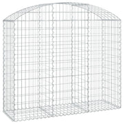 Cesto gabbione recinzione a gabbia muro di contenimento ad arco 150 x 50 x 120/140 cm ferro zincato argento 02_0039981