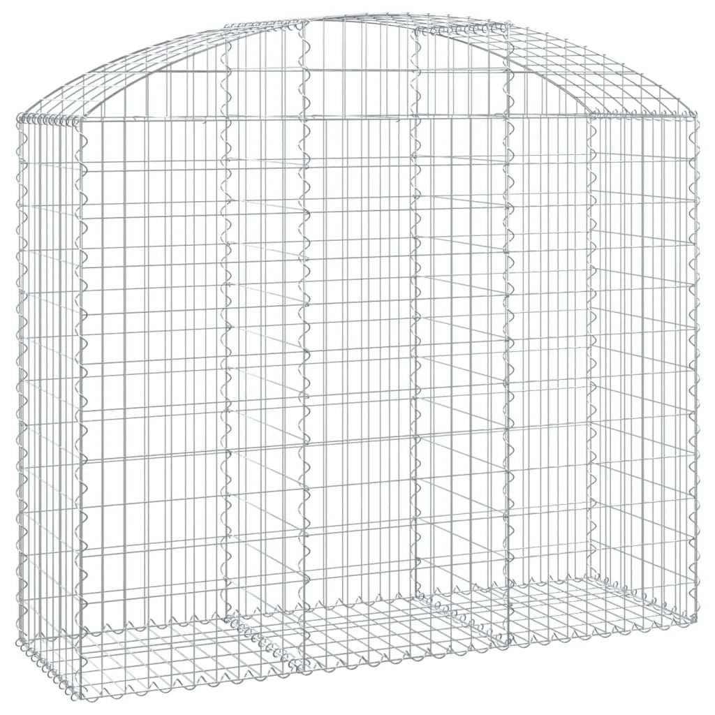 Cesto gabbione recinzione a gabbia muro di contenimento ad arco 150 x 50 x 120/140 cm ferro zincato argento 02_0039981