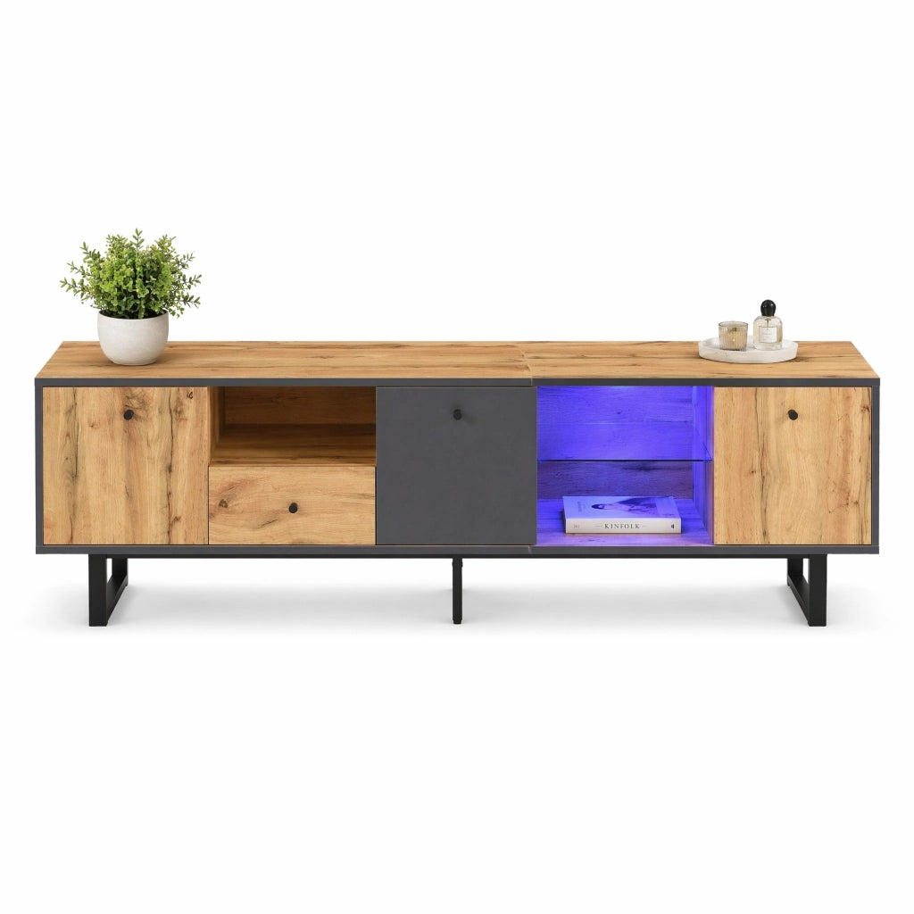 Mobile TV moderno 190 cm con LED, ante e cassetto