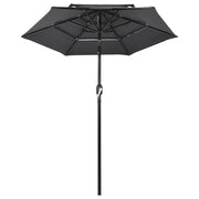 Ombrellone a 3 Livelli con Palo in Alluminio Antracite 2 m 313854