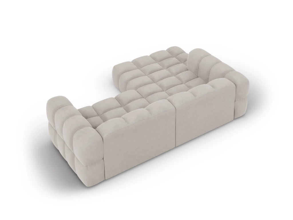 Cosmopolitan Design - Divano angolare modulare sinistro "Sky" 3 posti in velluto beige chiaro 