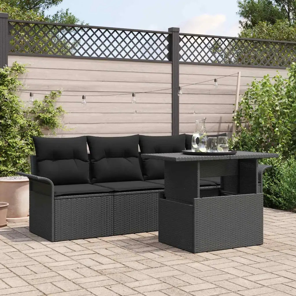 Set Divano da Giardino 5 pcs Nero Rattan in Polipropilene 3356926