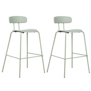 Set di 2 sedie da bar Seduta in plastica verde chiaro Sgabelli da bar altezza banco Gambe in metallo