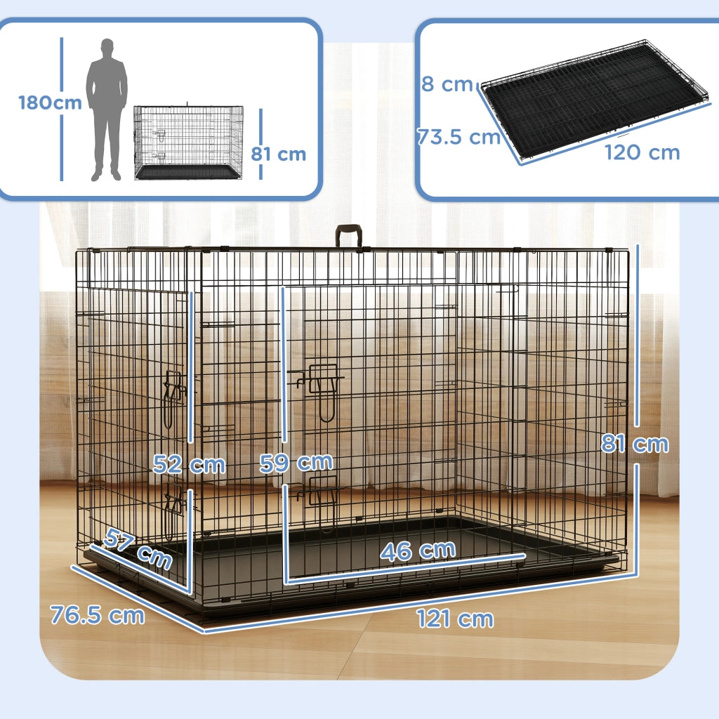 Gabbia per Animali Domestici Pieghevole ¨C zephmum ¨C Acciaio 121x77x82 cm