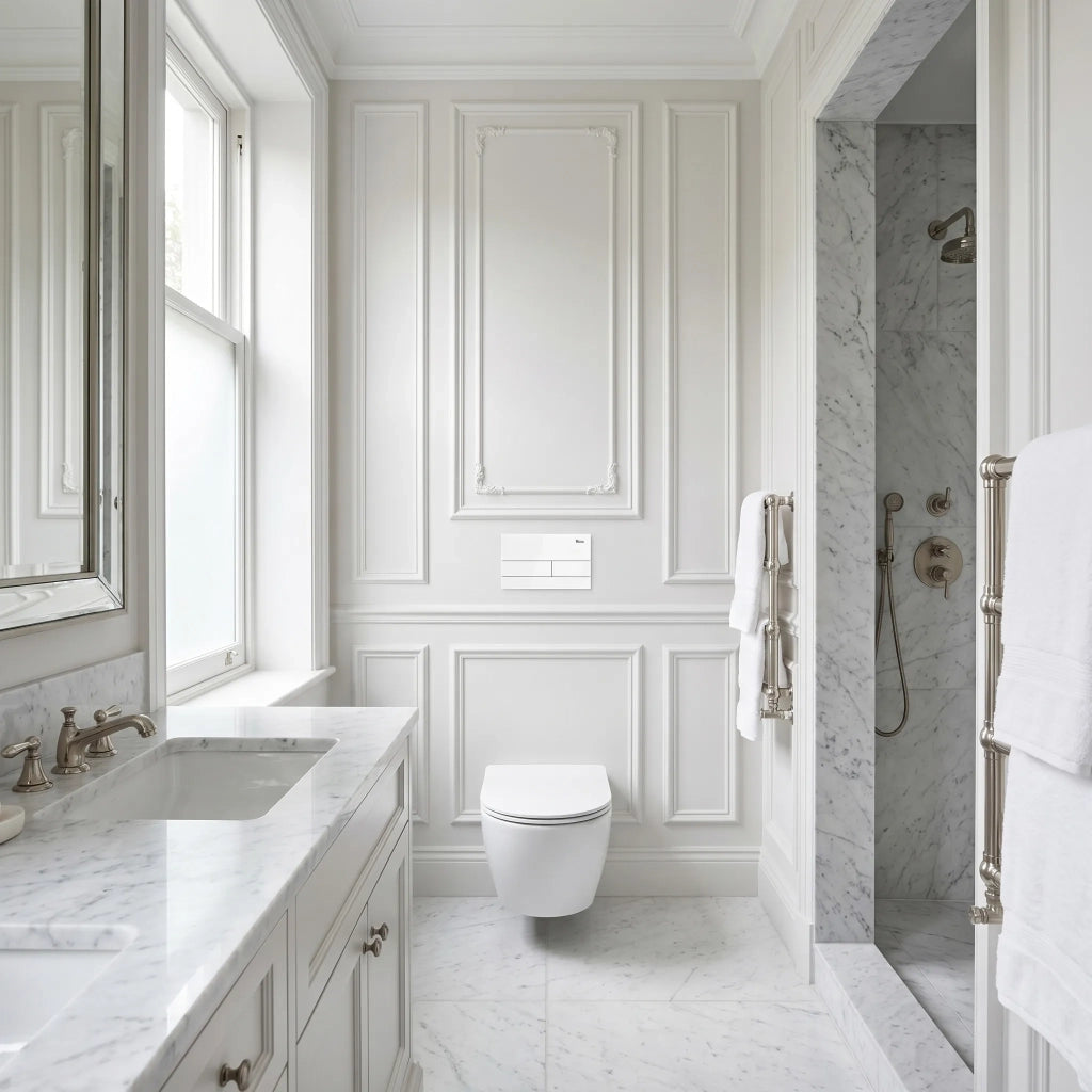 Set Telaio Da Incasso Per Wc Slim 024n Con Pulsante T White Glass