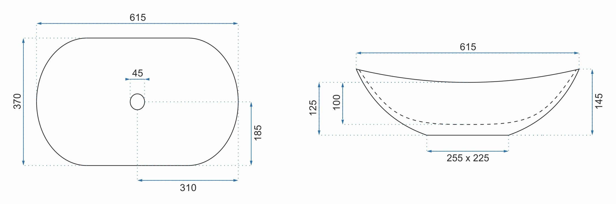 Lavabo Da Appoggio Rea Royal 60 Black Mat