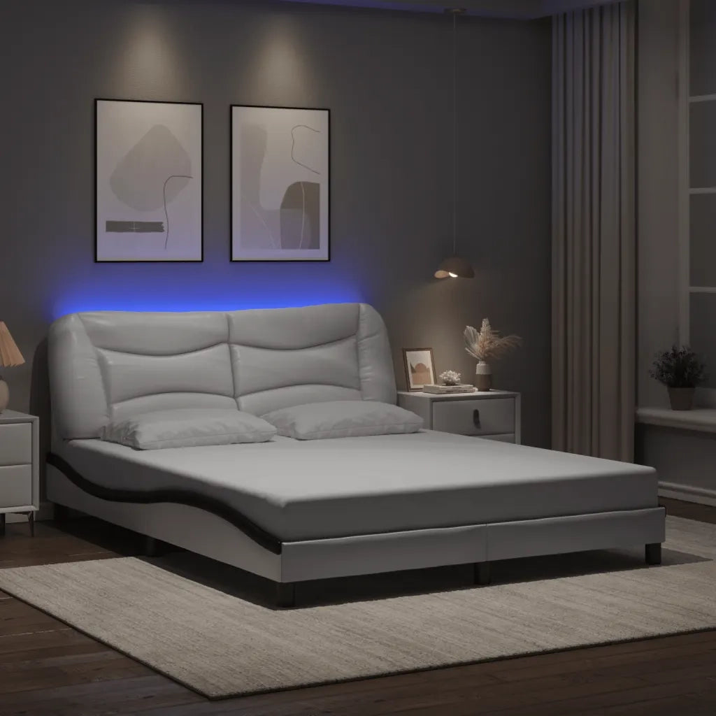 Giroletto con LED senza Materasso Hvar Bianco e Nero 160x200 cm