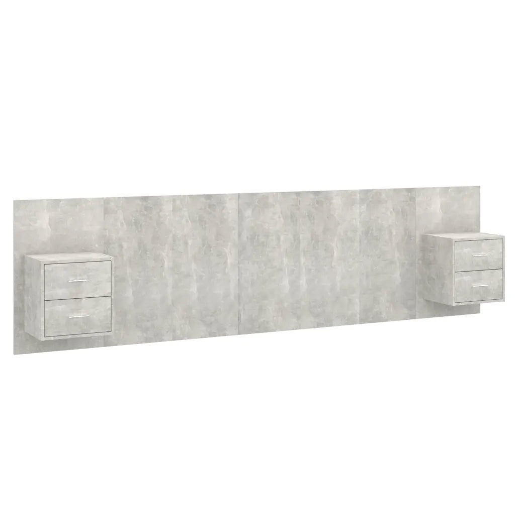 Testiera Letto con Armadietti Legno Multistrato Grigio Cemento cod mxl 52773