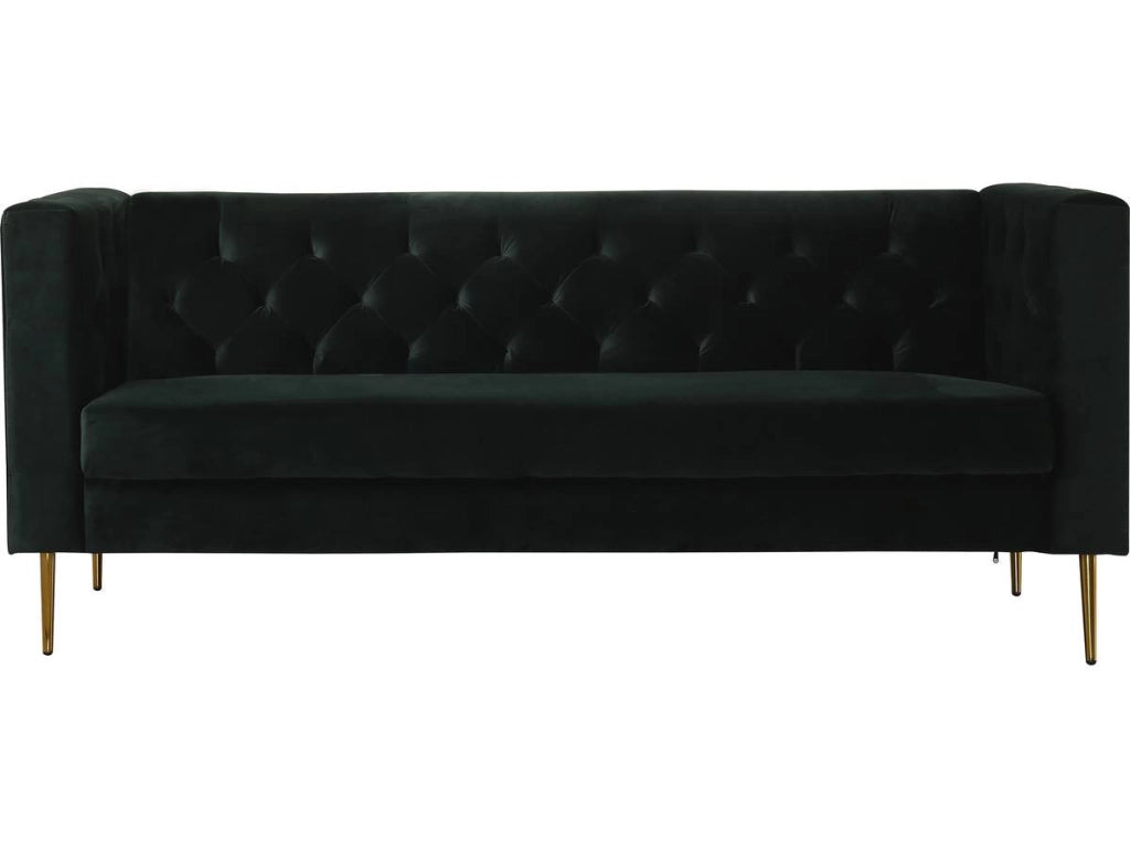 Divano fisso in velluto "Bruce" - 196 x 76 x 82 cm - 3 posti a sedere - Verde scuro