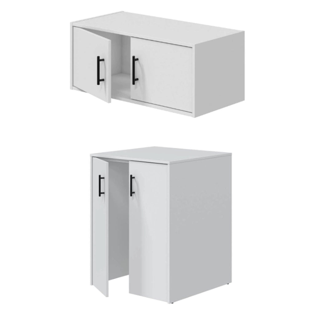 Set Ripostiglio Masino, set Mobili per Lavanderia 2 Vani, Bianco